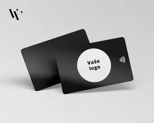Virtuálna vizitka NFC plastová, čierna matná - vlastný dizajn s potlačou